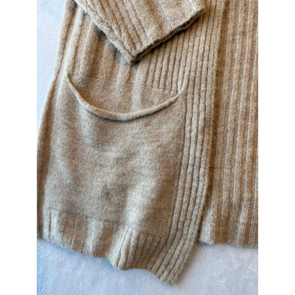 Topshop Womens Tan Oversized Long Cardigan Size Small Open Front Grandma Core - Picture 4 of 10